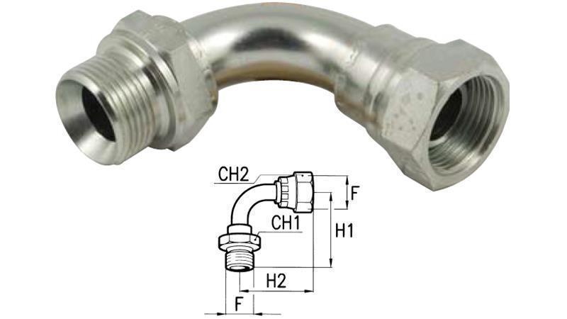 GOMITO IDRAULICO 90° BSP MASCHIO-FEMMINA M22x1.5