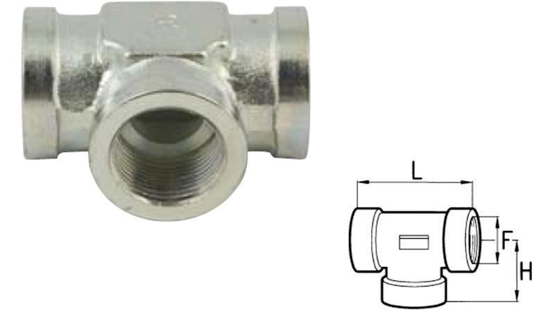 PIÈCE EN T HYDRAULIQUE FEMELLE-FEMELLE 1/4