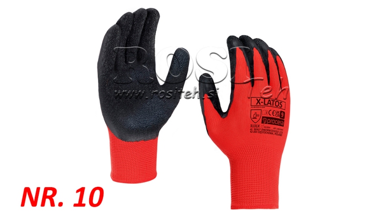 GANTS EN LATEX REVÊTUS - TAILLE 10