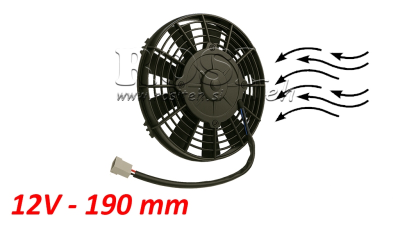 AXIÁLNY VENTILÁTOR 190MM TLAČENIE 12V