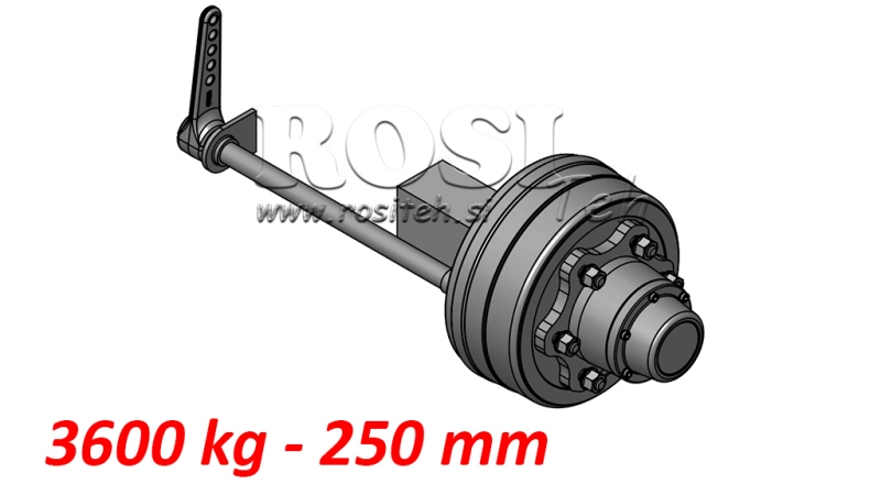 ESSIEU AVEC FREINS 3.600 KG L.250 MM