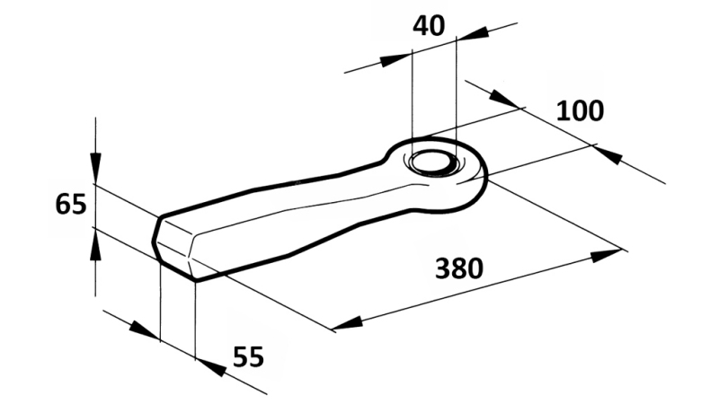 ŤAŽNÉ OKO PEVNÉ FI40 55x65 L380 - 10.000/1.500KG
