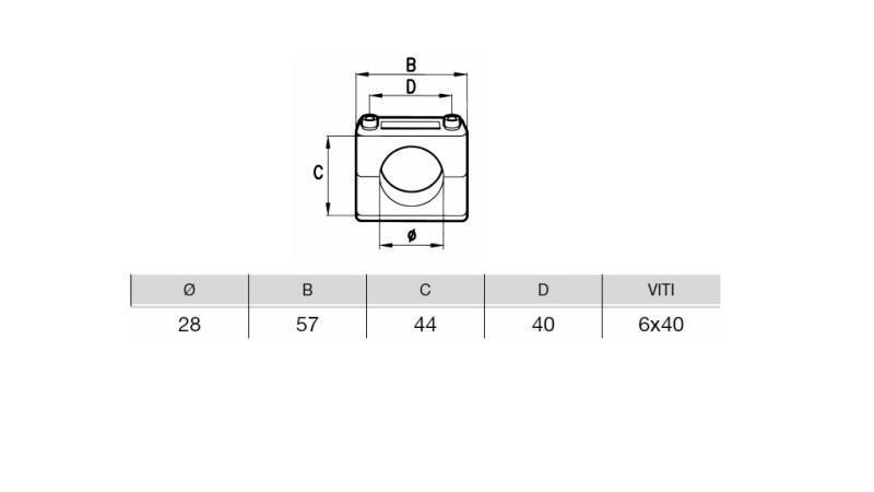 PORTE-TUBE FI 28 - dimensions
