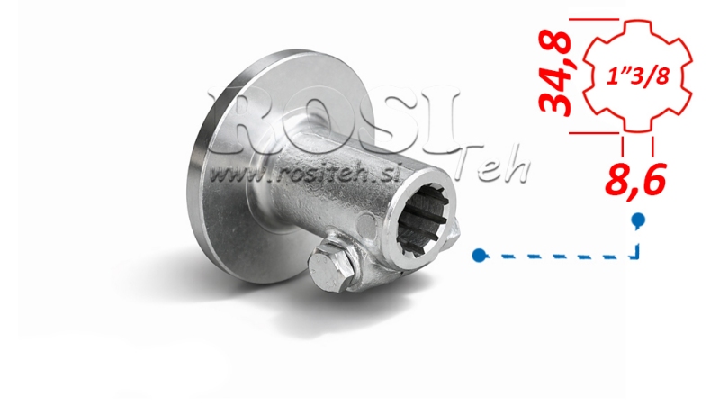 P.T.O. ADAPTER 1”3/8 - FLANGE 120mm MED PIN