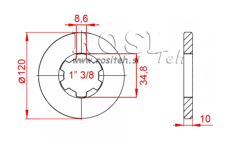 ADAPTATEUR CARDAN AVEC BRIDE ET GOUPILLE 1-3/8 (80 mm)