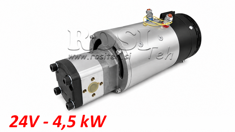 ENSEMBLE DE POMPE HYDRAULIQUE GR.2 + MOTEUR ÉLECTRIQUE 24V 4.5KW = 10CC - 20LIT
