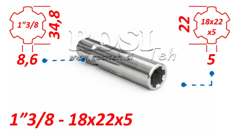 KARDANADAPTER 18x22x5 (6 SOONT) → 1-3/8 (120 mm)
