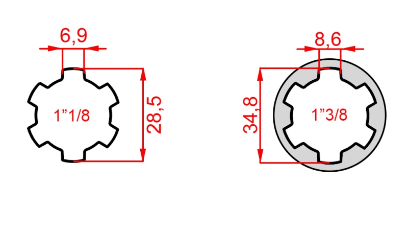 ADAPTATEUR P.T.O. de 1”1/8 à 1”3/8