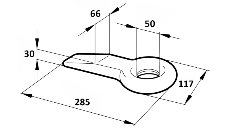 ŤAŽNÉ OKO PEVNÉ FI50 66x30 L285 - 14.000/2.000KG