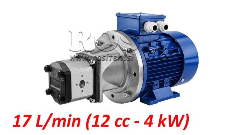 HIDRAVLIČNI SKLOP ČRPALKE GR.2 12 ccm + ELEKTRO MOTOR 3faz - 4 KW (pretok = 17 lit/min)