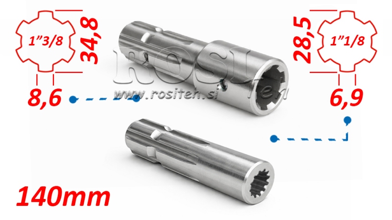 P.T.O. ADAPTER fra 1”3/8 til 1”1/8