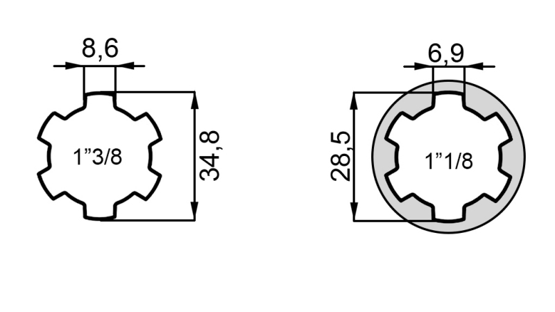 КАРДАНЕН АДАПТЕР АДАПТЕР ОТ 1-1/8 КЪМ 1-3/8 (76 mm)
