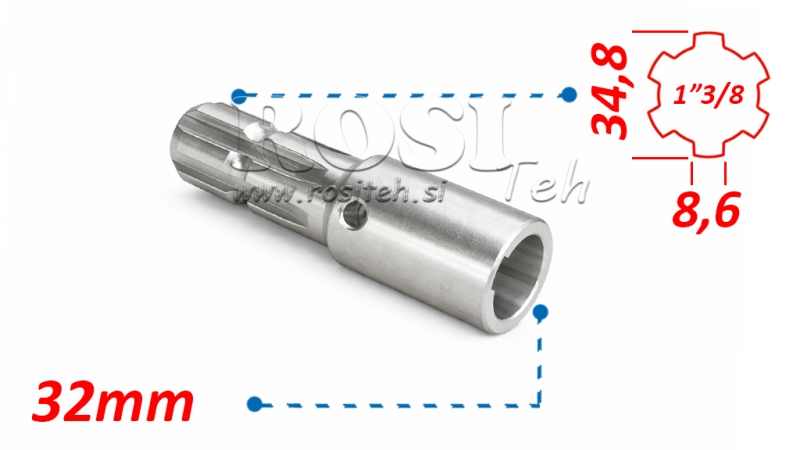 KARDANADAPTER 1-3/8 - HULL fi 32 mm (150 mm)