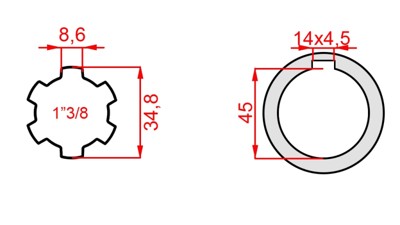 KARDAN ADAPTER 1-3/8 - GAT fi 45 mm (180 mm)