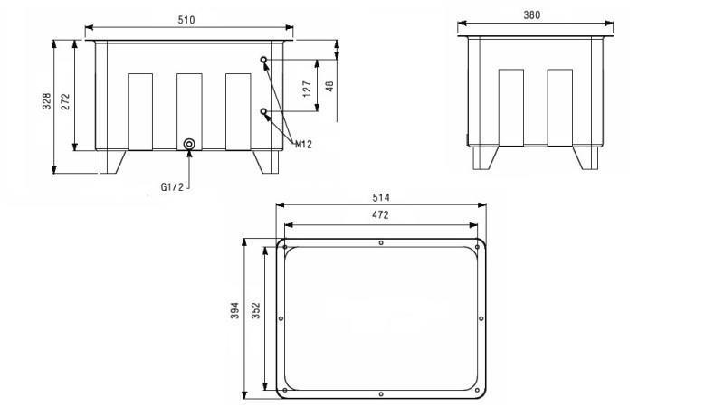 RÉSERVOIR POUR AGRÉGAT HYDRAULIQUE TYPE MPN 40 LIT - dimensions