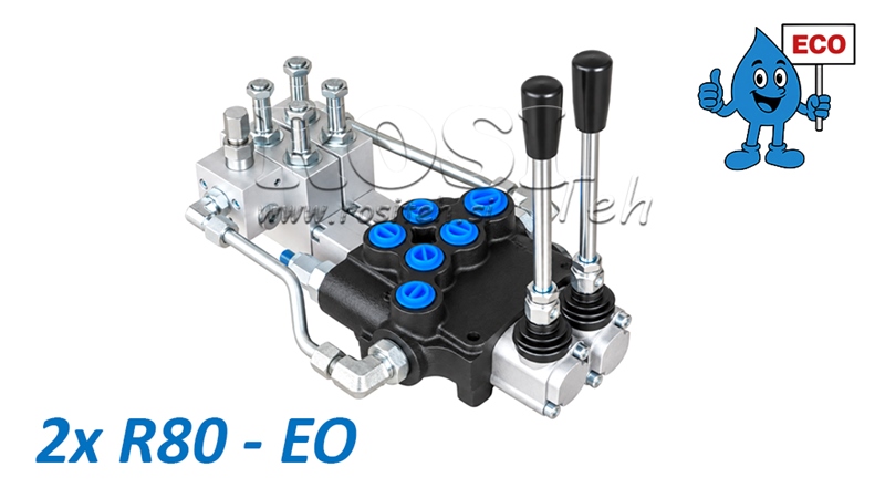 DISTRIBUTEUR HYDRAULIQUE ÉLECTRO-MANUEL (SANS BOBINES) – 2 SECTIONS 2xR80-EO ECO