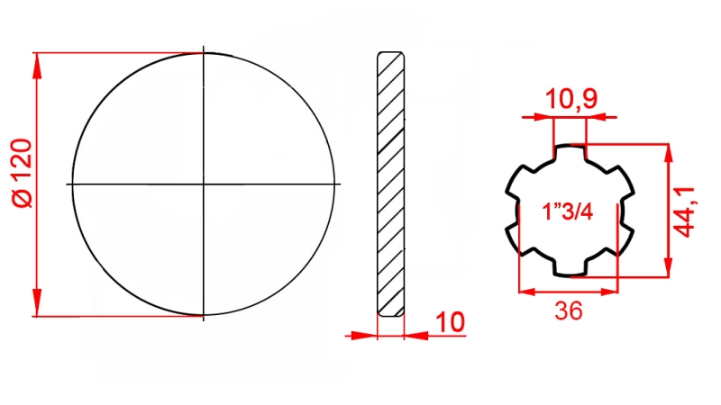 ADATTATORE CARDANICO CON FLANGIA 1-3/4 (120 mm)