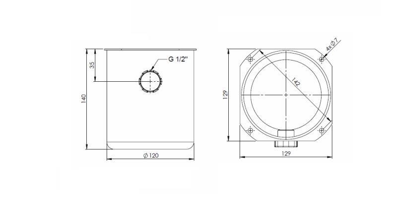 RÉSERVOIR EN MÉTAL ROLL PP 1 LIT - dimensions