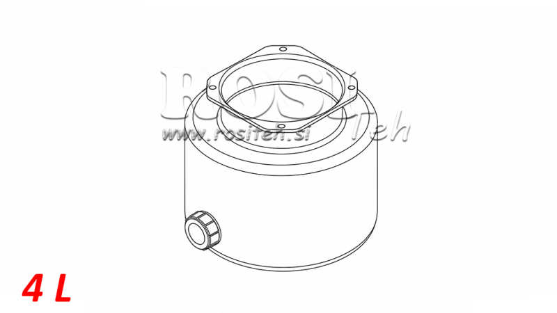 CUVE EN MÉTAL ROLL PP 4 LITRES HORIZONTAL-VERTICAL