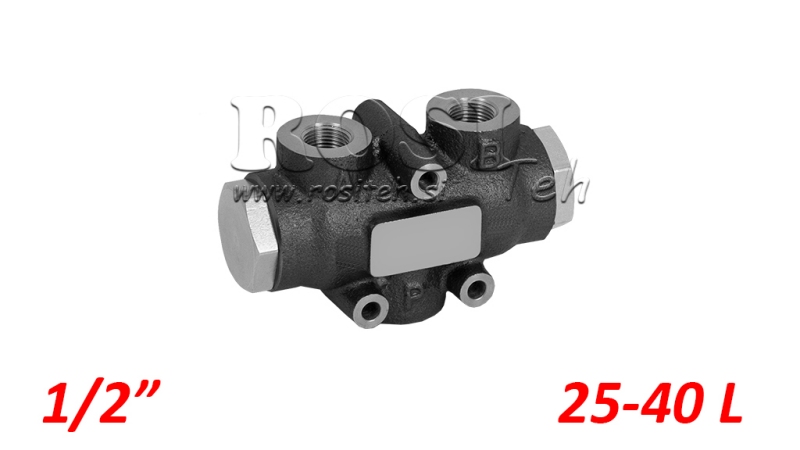 DIVISEUR DE DEBIT HYDRAULIQUE 50/50 - V01005 , DE 25 A 40 L/MIN - G1/2 - 250 BAR (MAX.300 BAR) V-EQ25