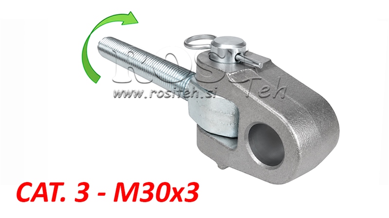 GOUPILLE FILETEE SPECIALE POUR BARRE DE POUSSEE/ 3ÈME POINT - CAT. 3 - M36X3