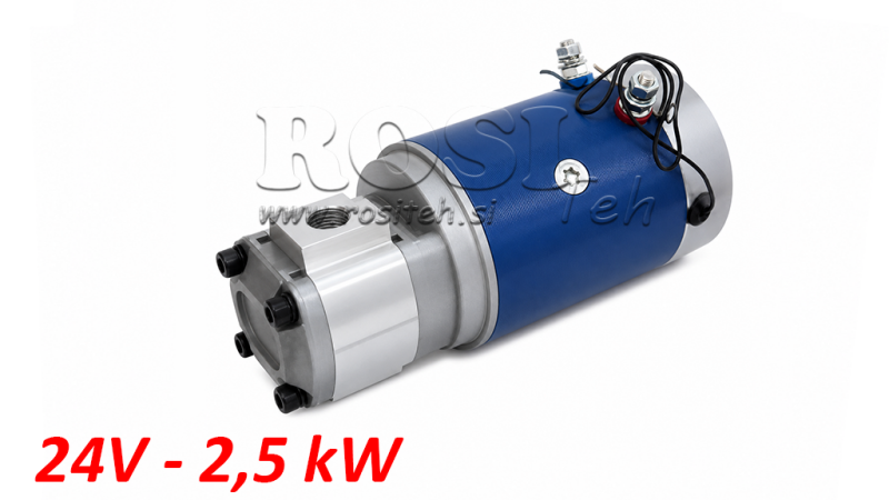 ENSEMBLE DE POMPE HYDRAULIQUE GR.1 + MOTEUR ÉLECTRIQUE 24V 2.5KW = 2.5CC - 6.6LIT