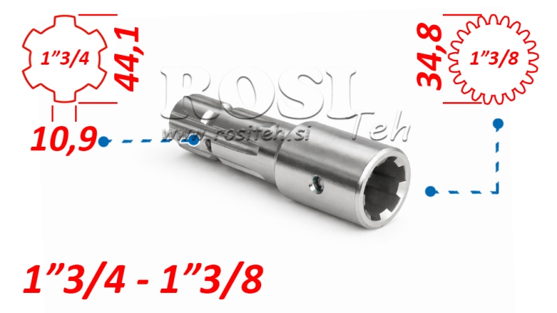 KARDAN ADAPTER VAN 1-3/8 (21 SPLINES) NAAR 1-3/4 (150 mm)