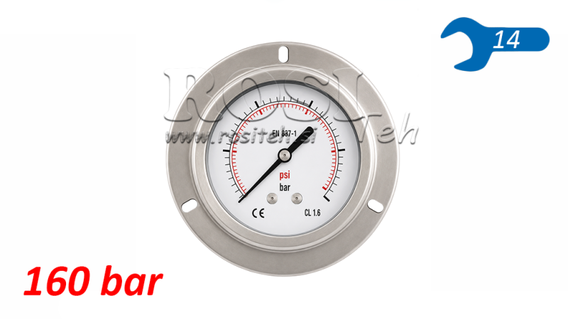 MANOMÈTRE DN63 ARRIÈRE 0 - 160 BAR - 1/4