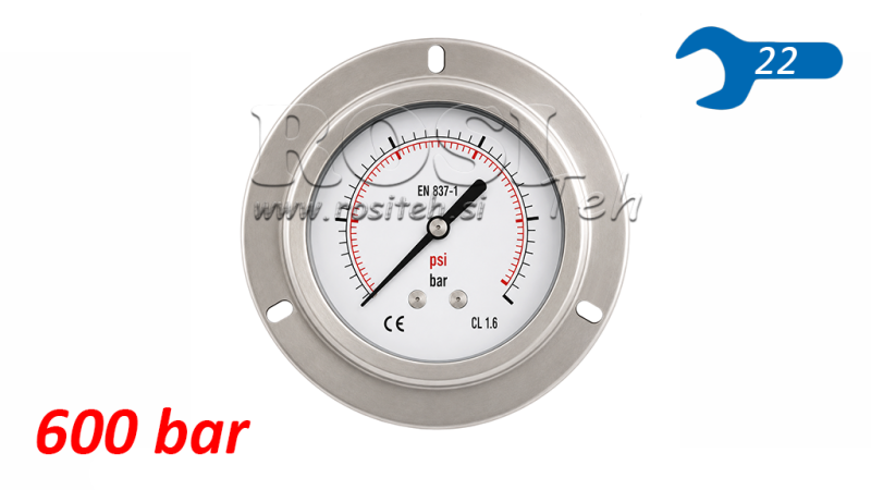 MANOMETR DN100 ZADNÍ 0 - 600 BAR - 1/2