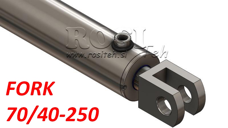VERIN HYDRAULIQUE AVEC FIXATION (FOURCHE) 70/40-250