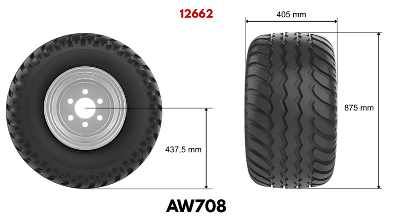 400/60-15,5 PNEU AW708 (16 PR) AVEC JANTE 13,00 x 15,5