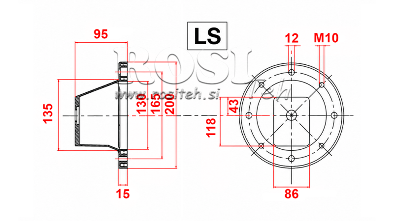 KUPPLUNGSGLOCKE LS203 (EM0,55-1,5kW/GR2)