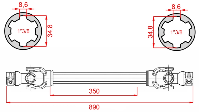 ECO KARDANVÕLL 890mm 30-75HP STANDARD