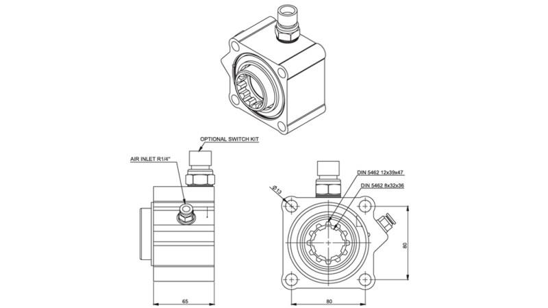 Rozmery HYDRAULICKÉHO ČERPADLA - ZF HLINÍK S PREPÍNAČOM
