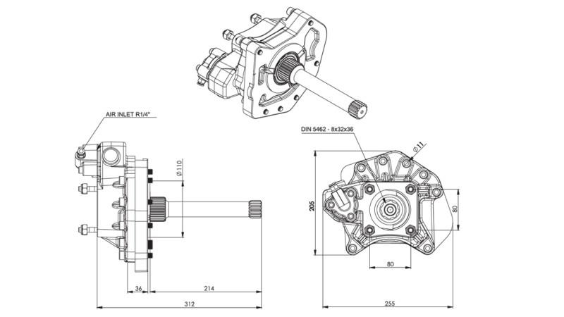 Dimensions ENTRAÎNEMENT DE POMPE HYDRAULIQUE - MERCEDES ACTROS A