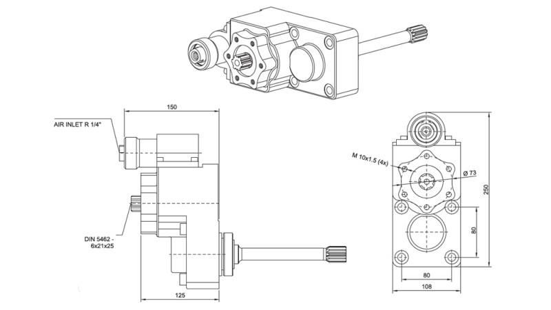 Dimensions SORTIE POUR POMPE HYDRAULIQUE - IVECO 2870