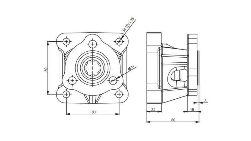 Rozmery 3X4 ADAPTÉR PRE LIATINOVÉ ČERPADLO