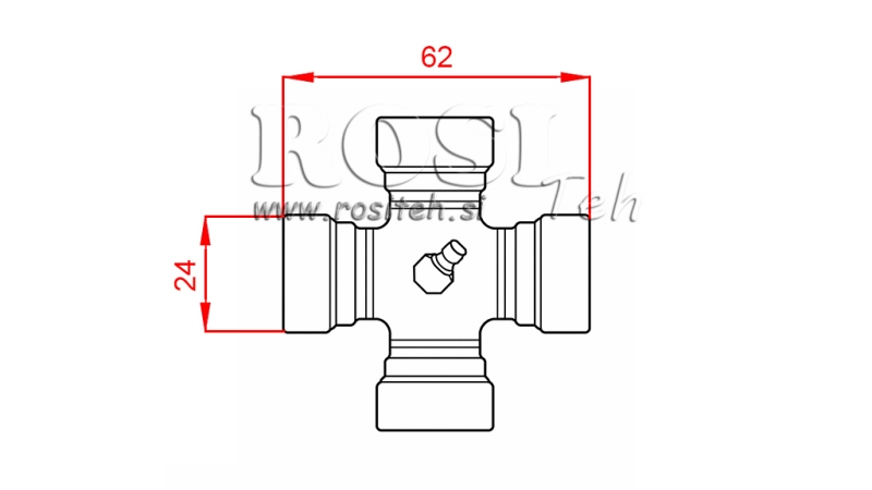 CRUCE CARDANICĂ F-24,00X62,00 PENTRU AX CARDANIC ECO 790mm 35-60HP STANDARD