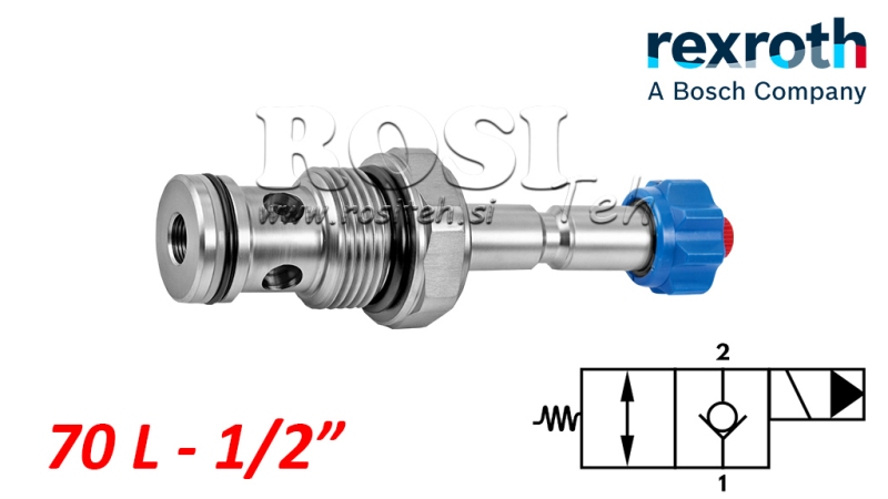 CARTOUCHE 2/2 A CLAPET NORMALEMENT FERME, REXROTH G1/2- 70-L/MIN-SANS BOBINE