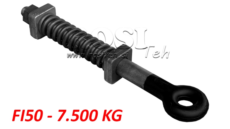 ATTELAGE DE REMORQUAGE À ROTULE AMORTIE AVEC RESSORT FI50 7 500 KG
