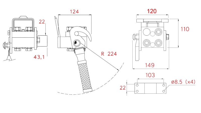 RACCORD MULTI-FASTER 3 VOIES BSP 1/4 PARTIE FIXE (UN LEVIER)