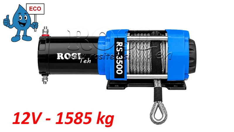 12 V TREUIL ÉLECTRIQUE RS-3500 - 1585 kg - CORDE SYNTHÉTIQUE - ECO