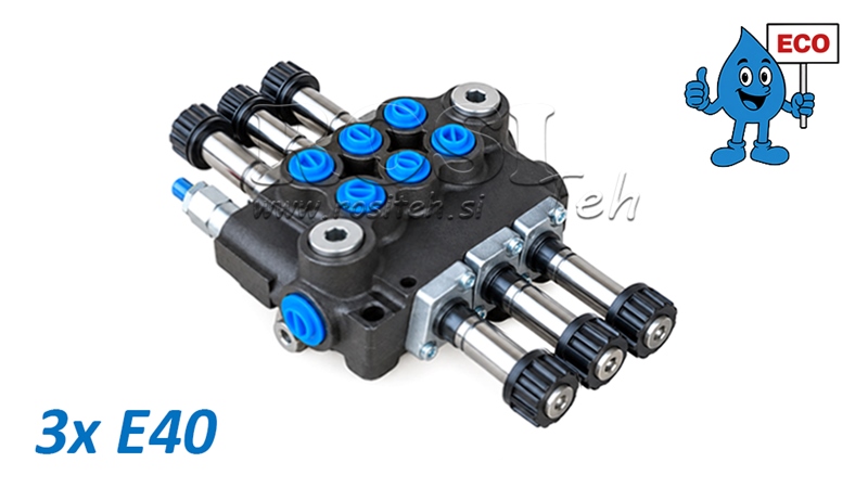 ÉLECTROVANNE HYDRAULIQUE (SANS BOBINES) – DISTRIBUTEUR 3 SECTIONS 3xE40 ECO