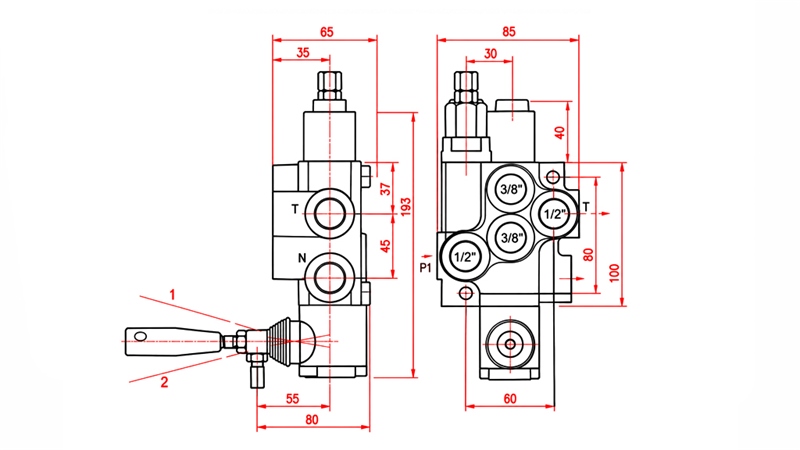 DISTRIBUTEUR HYDRAULIQUE MANUEL – 1 SECTION 1xR40 ECO