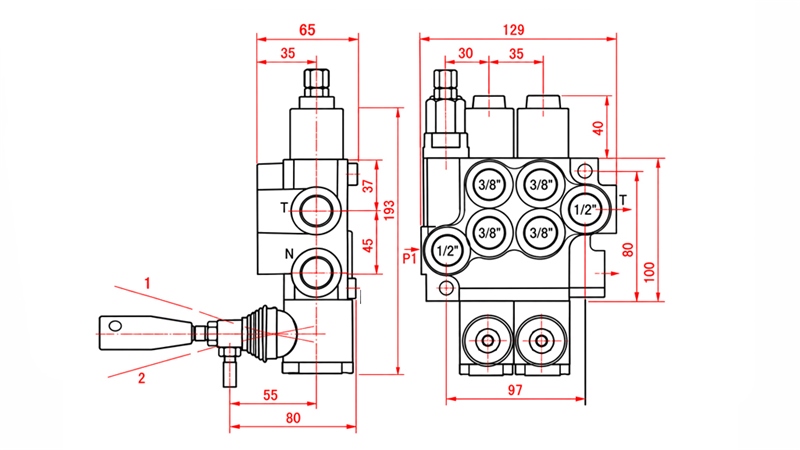 DISTRIBUTEUR HYDRAULIQUE MANUEL – 2 SECTIONS 2xR40 ECO