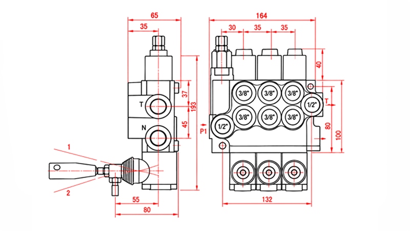 DISTRIBUTEUR HYDRAULIQUE MANUEL – 3 SECTIONS 3xR40 ECO