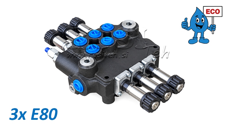 ÉLECTROVANNE HYDRAULIQUE (SANS BOBINES) – DISTRIBUTEUR 3 SECTIONS 3xE80 ECO