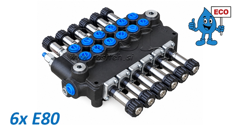 ÉLECTROVANNE HYDRAULIQUE (SANS BOBINES) – DISTRIBUTEUR 6 SECTIONS 6xE80 ECO