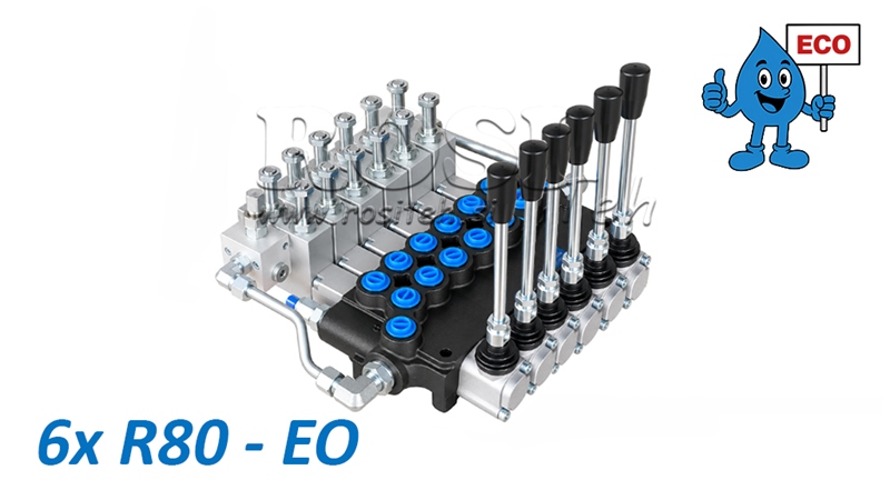 DISTRIBUTEUR HYDRAULIQUE ÉLECTRO-MANUEL (SANS BOBINES) – 6 SECTIONS 6xR80-EO ECO