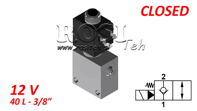 ELECTROVANNE A CLAPET 2/2 NORMALEMENT FERMEE 3/8